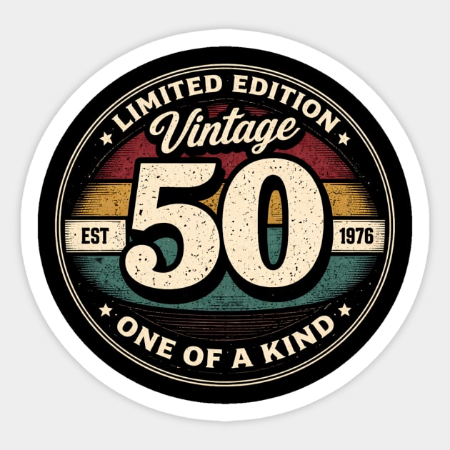 Limited Edition Vintage 50 One Of A Kind Est 1976 Birthday Milestone Sticker by ArtistTee ⭐⭐⭐⭐⭐